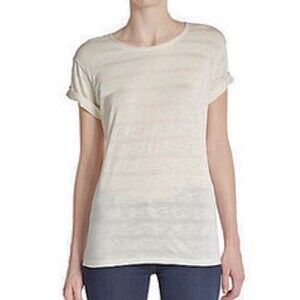 Vince Tee T-Shirt Off White Cream Beige Rolled Sleeves Short Sleeves XS